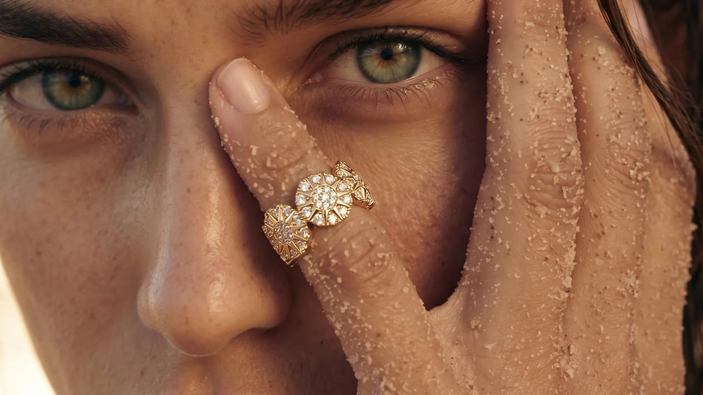APM Monaco Soleil rings worn against a sunlit face